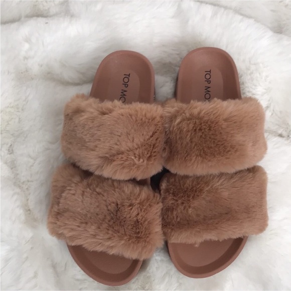 Top Moda faux mink fur size 6 slide sandal - Picture 3 of 13